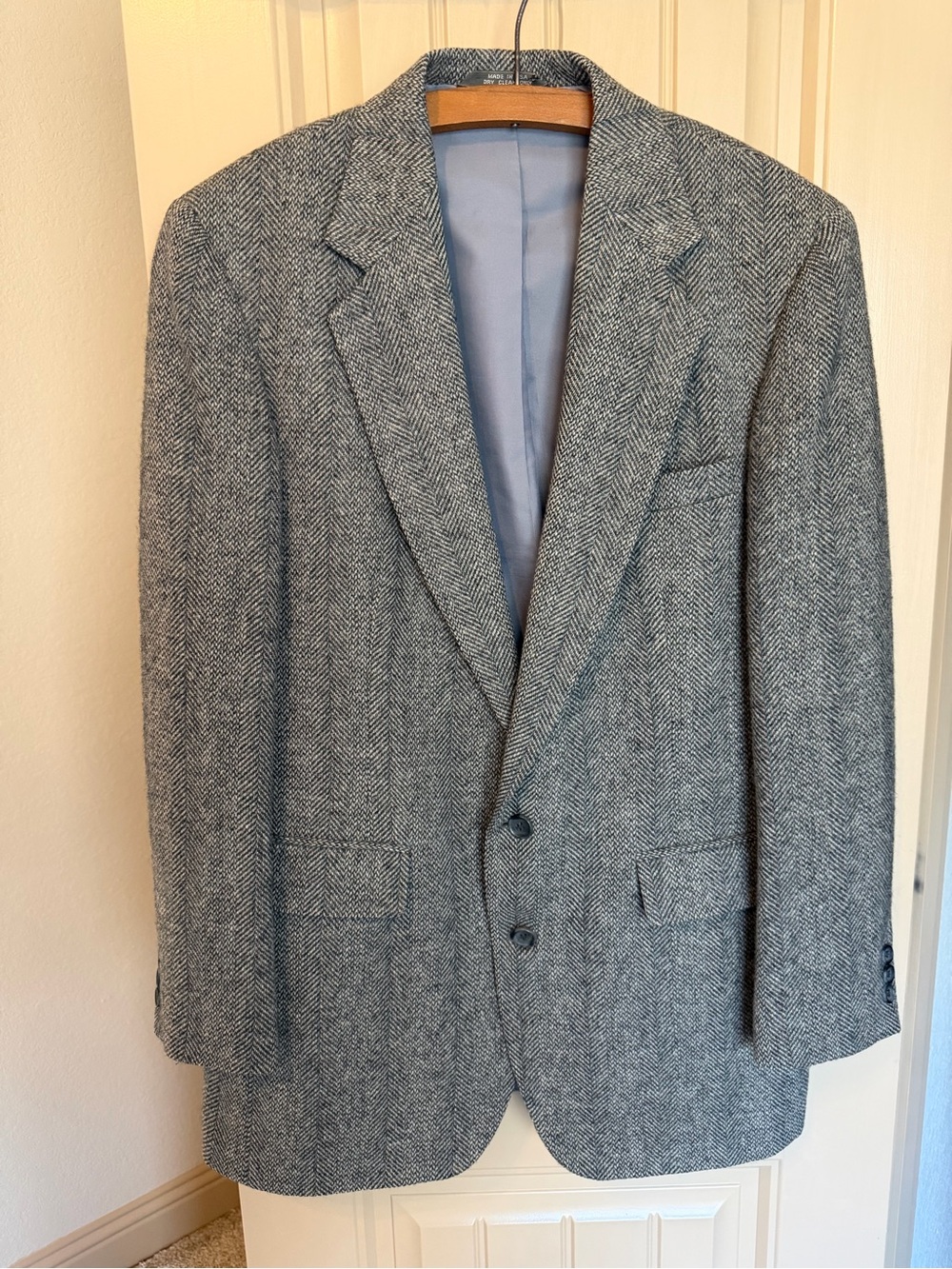 Vintage Haggar Classic Gray Wool Tweed Herringbone Sport Coat Blazer size 40L